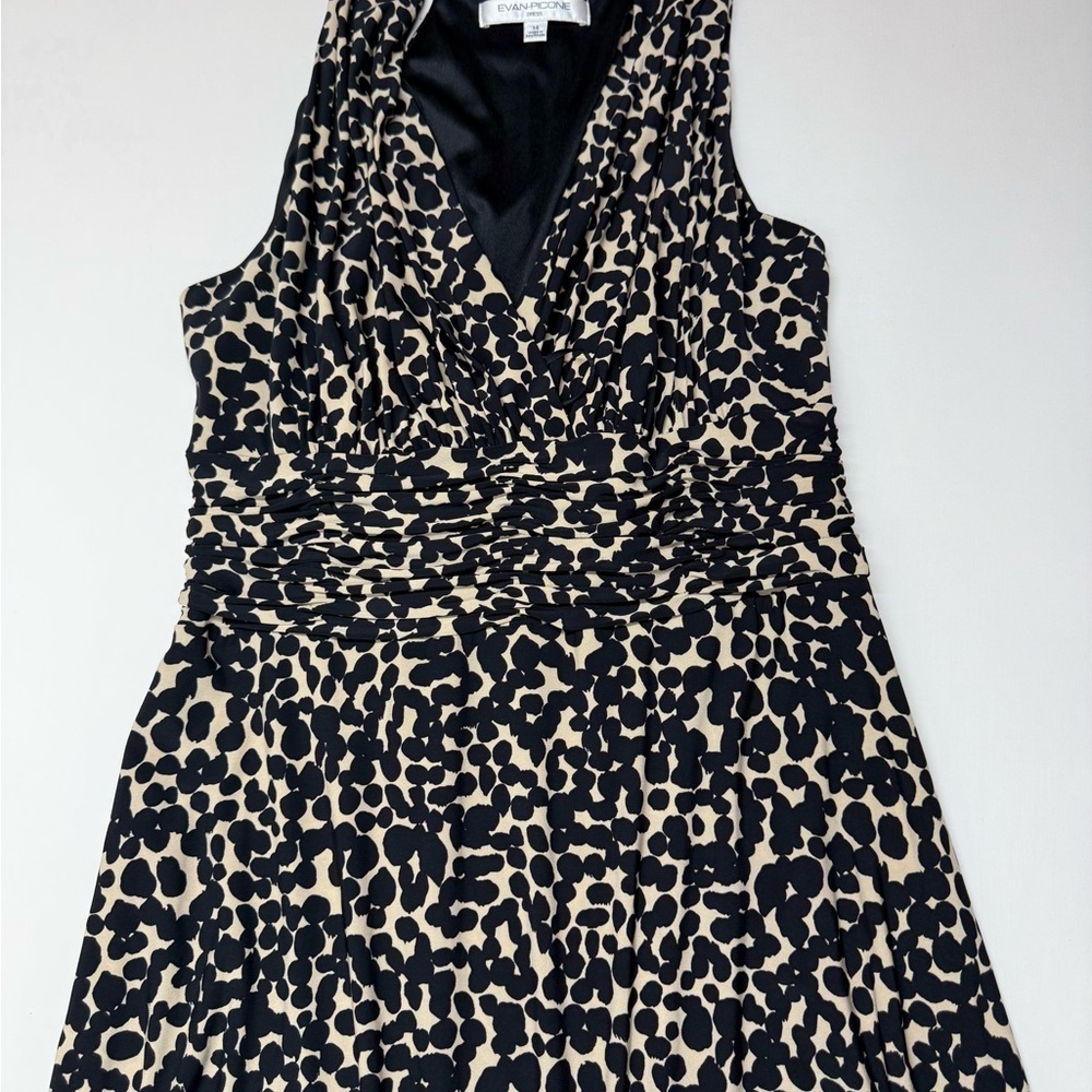 Evan Picone Black and Tan Midi Dress
